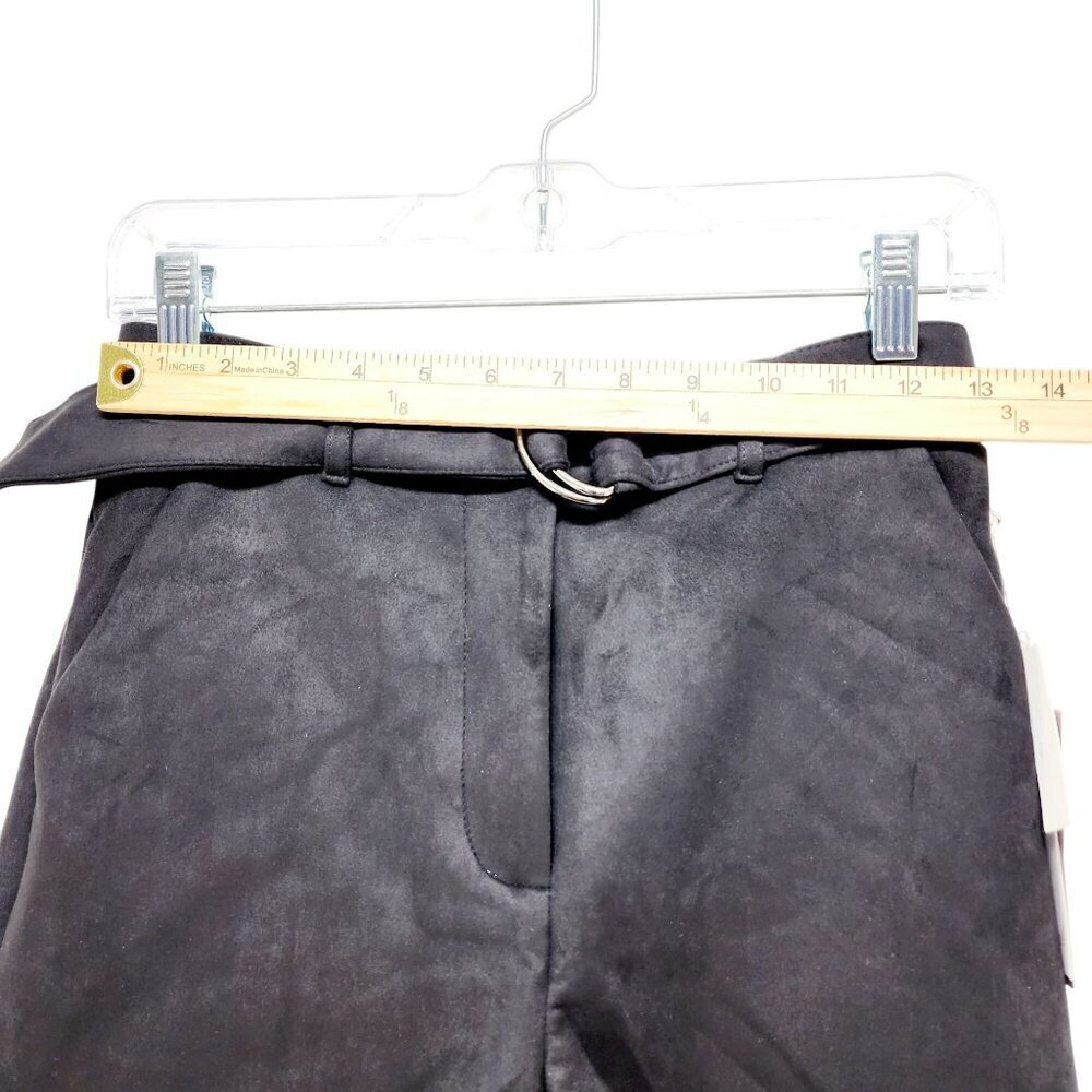 Women's NWT Faux Suede Shorts size S Solid Black Midi Extreme High Rise - Picture 5 of 9
